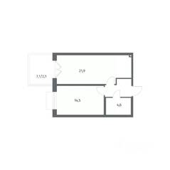 ЖК «Парусная 1», планировка 1-комнатной квартиры, 47.40 м²