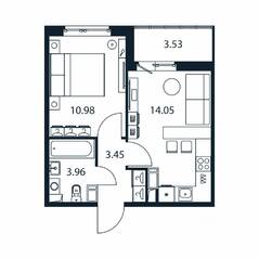 ЖК «Полис ЛАВрики», планировка 1-комнатной квартиры, 31.90 м²