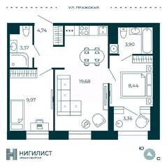 МФК «Нигилист (Concept)», планировка 2-комнатной квартиры, 51.78 м²
