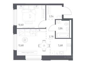 ЖК «Космический Квартал», планировка 1-комнатной квартиры, 40.14 м²