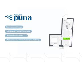 ЖК «Аквилон RIVA», планировка 1-комнатной квартиры, 31.78 м²