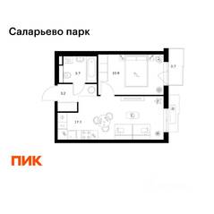 ЖК «Саларьево парк», планировка 1-комнатной квартиры, 36.20 м²
