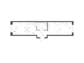 ЖК «Мытищи Парк», планировка 1-комнатной квартиры, 43.20 м²