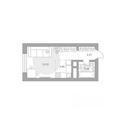 ЖК «Ильинойс», планировка студии, 21.44 м²