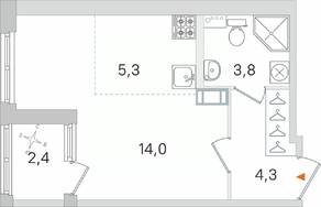 МЖК «Дубровский», планировка студии, 28.60 м²