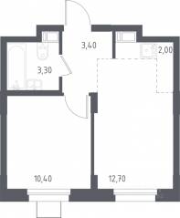 МФК «Люберцы 2023», планировка 1-комнатной квартиры, 31.90 м²
