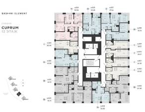 ЖК «Bashni Element», планировка студии, 24.92 м²