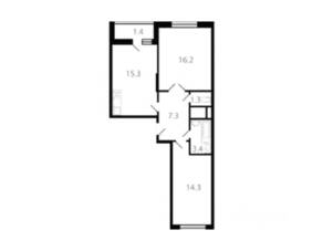 Квартал «Новые Котельники», планировка 2-комнатной квартиры, 59.20 м²
