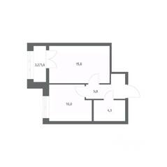ЖК «NEWПИТЕР», планировка 1-комнатной квартиры, 36.30 м²