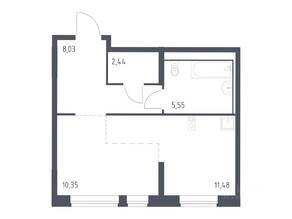ЖК «Молжаниново», планировка студии, 37.85 м²