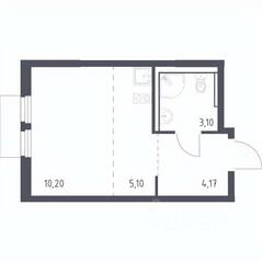 ЖК «Пригород Лесное», планировка студии, 22.57 м²