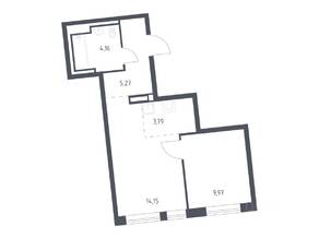 ЖК «Квартал Лаголово», планировка 1-комнатной квартиры, 37.34 м²