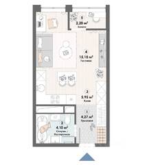 ЖК «Триумф» (Пушкино), планировка студии, 31.62 м²