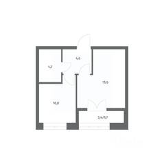 ЖК «NEWПИТЕР», планировка 1-комнатной квартиры, 36.14 м²