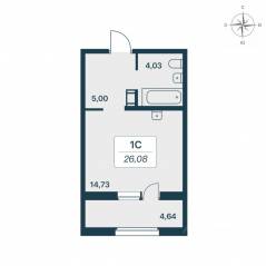 ЖК «Расцветай в Янино», планировка студии, 28.50 м²