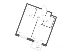 ЖК «Квартал Лаголово», планировка 1-комнатной квартиры, 35.57 м²
