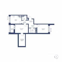 ЖК «Цветочный город», планировка 2-комнатной квартиры, 70.30 м²