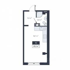 ЖК «Ромашки», планировка студии, 25.30 м²