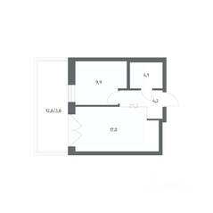 ЖК «NEWПИТЕР», планировка 1-комнатной квартиры, 39.12 м²