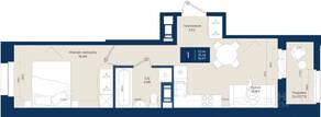 ЖК «Новатория», планировка 1-комнатной квартиры, 36.97 м²