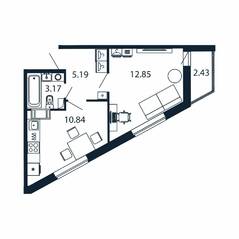ЖК «Полис ЛАВрики», планировка 1-комнатной квартиры, 31.10 м²