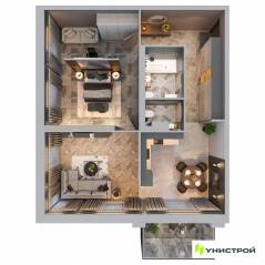 МЖК «Лисино», планировка 2-комнатной квартиры, 73.83 м²