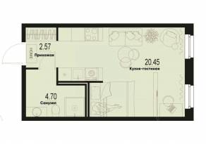 ЖК «ID Murino III», планировка студии, 27.72 м²
