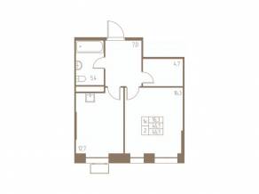 ЖК «Фабрикант», планировка 1-комнатной квартиры, 46.10 м²