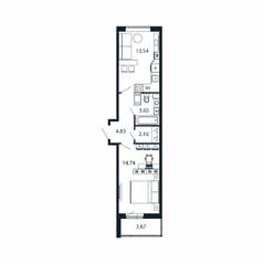 ЖК «Полис ЛАВрики», планировка 1-комнатной квартиры, 37.40 м²