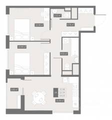 ЖК UP-квартал «Новый Московский», планировка 2-комнатной квартиры, 54.25 м²