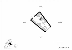 ЖК «Мытищи-Сити», планировка студии, 28.70 м²