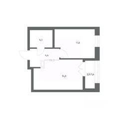 ЖК «NEWПИТЕР», планировка 1-комнатной квартиры, 36.83 м²