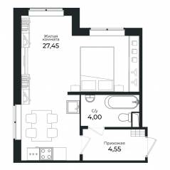 ЖК «Sertolovo Park», планировка 1-комнатной квартиры, 35.60 м²
