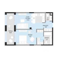 ЖК «Садовническая 69», планировка 1-комнатной квартиры, 62.36 м²