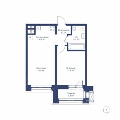 ЖК «Цветочный город», планировка 2-комнатной квартиры, 45.20 м²