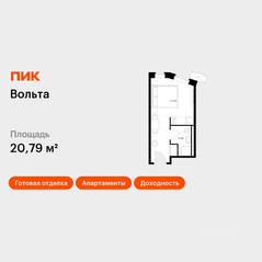 Апарт-комплекс «Вольта», планировка студии, 20.79 м²