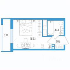 ЖК «Старлайт», планировка студии, 21.90 м²