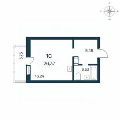 ЖК «Расцветай в Янино», планировка студии, 26.20 м²