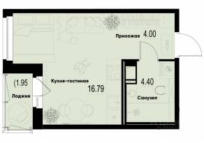 ЖК «ID Murino III», планировка студии, 26.31 м²