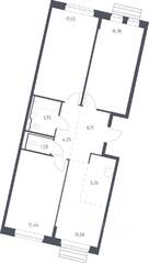 ЖК «Рублевский Квартал», планировка 3-комнатной квартиры, 79.90 м²