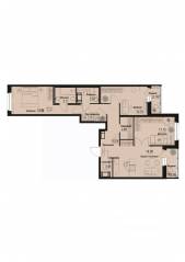 ЖК «ID Murino III», планировка 3-комнатной квартиры, 75.17 м²