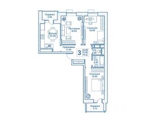 ЖК «Новоград Монино», планировка 3-комнатной квартиры, 79.41 м²