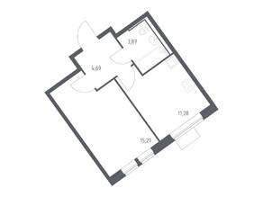 ЖК «Молжаниново», планировка 1-комнатной квартиры, 35.05 м²