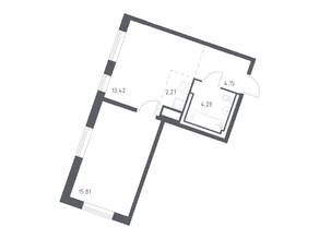 ЖК «Квартал Лаголово», планировка 1-комнатной квартиры, 39.93 м²