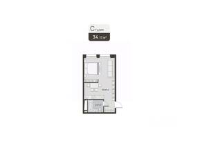 ЖК «Дюна», планировка 1-комнатной квартиры, 34.10 м²