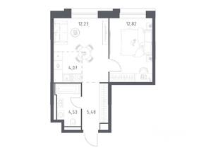 Апарт-комплекс «Верейская 41», планировка 1-комнатной квартиры, 39.13 м²