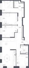 Апарт-комплекс «Верейская 41», планировка 4-комнатной квартиры, 98.80 м²
