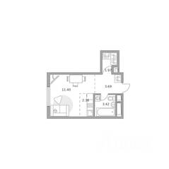 ЖК «Аникеевский», планировка студии, 22.86 м²