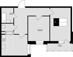ЖК «Красная горка», планировка 2-комнатной квартиры, 54.20 м²