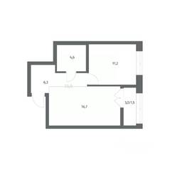 ЖК «NEWПИТЕР», планировка 1-комнатной квартиры, 40.34 м²